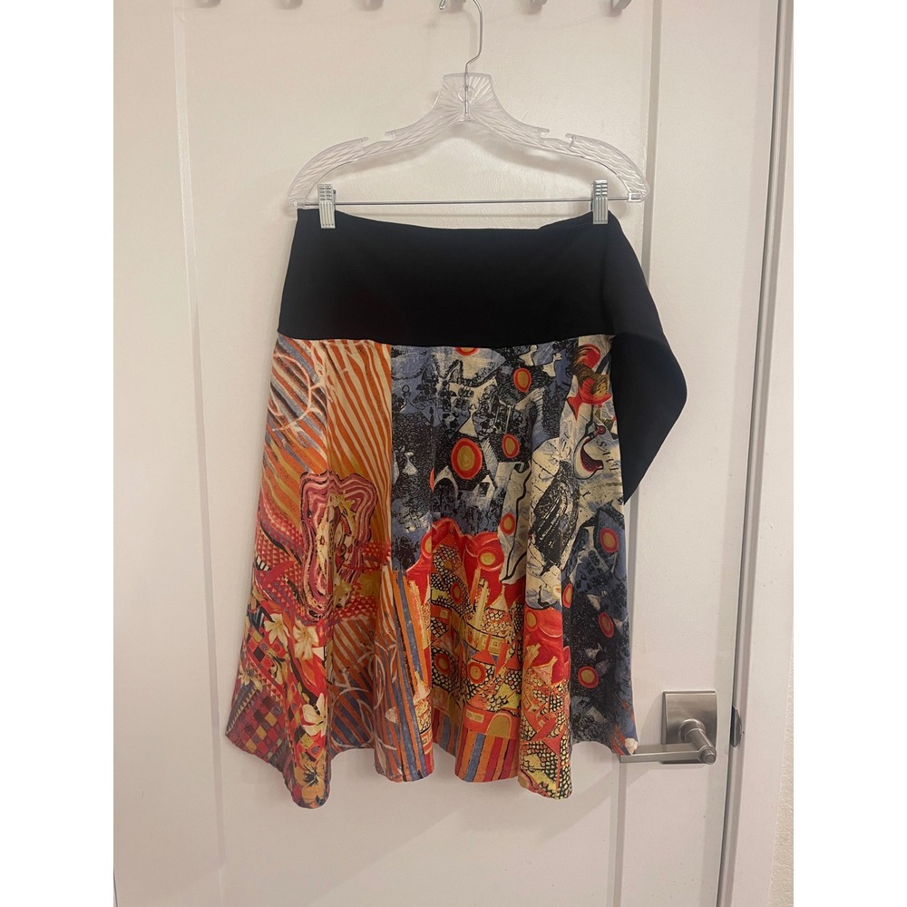 Save The Queen Artsy Watercolor Midi Skirt Maximalism Euro Designer